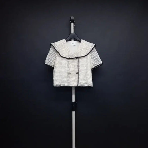 [BUNJANG] Satin Spring Summer Big Collar Short Jacket / 새 샤틴 춘하 빅카라 숏 자켓 55