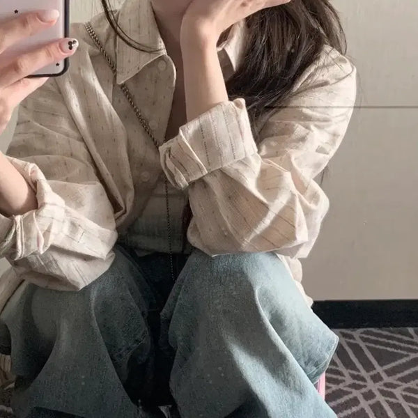 [BUNJANG] MINIFOE Vintage Embroidered Shirt / 미니포에 빈티지 자수 콕콕 셔츠