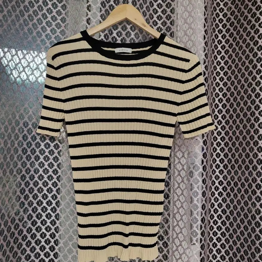 [BUNJANG] She's Miss Striped Knit Short Sleeve T-Shirt / 쉬즈미스 브랜드의 단가라 니트 반팔티