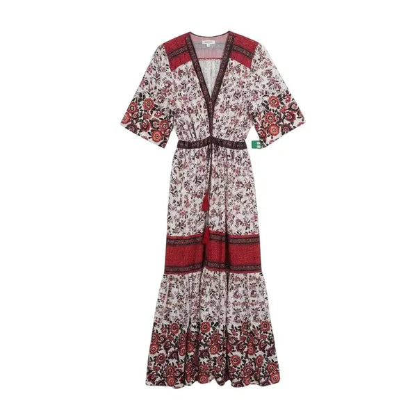[BUNJANG] Women's V-Neck Floral Pattern Dress with Tassel / 여성F / 데일리 테슬 플라워패턴 브이넥원피스RD 25-2