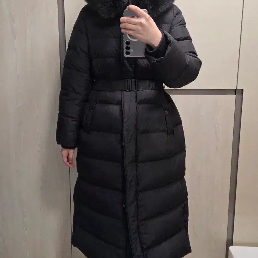 [BUNJANG] Zooc Fox Fur Goose Long Padding Belted Coat / zooc 벨트 폭스퍼 구스 롱패딩 55