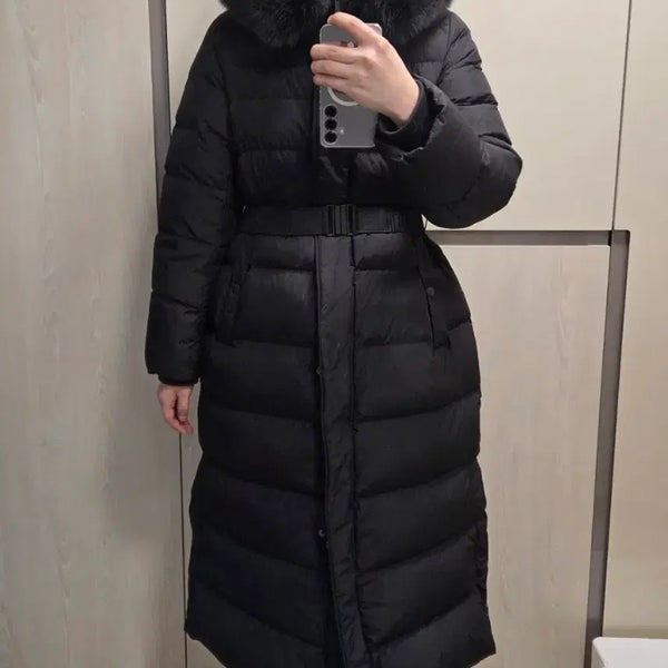 [BUNJANG] Zooc Fox Fur Goose Long Padding Belted Coat / zooc 벨트 폭스퍼 구스 롱패딩 55