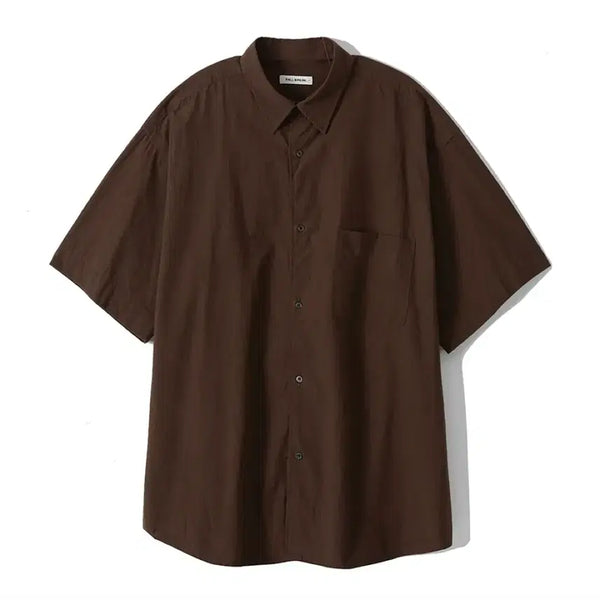 [BUNJANG] FULLBREAK Wrinkled Short Sleeve Shirt Brown Cotton / [풀브레이크]링클 숏슬리브 셔츠(3)