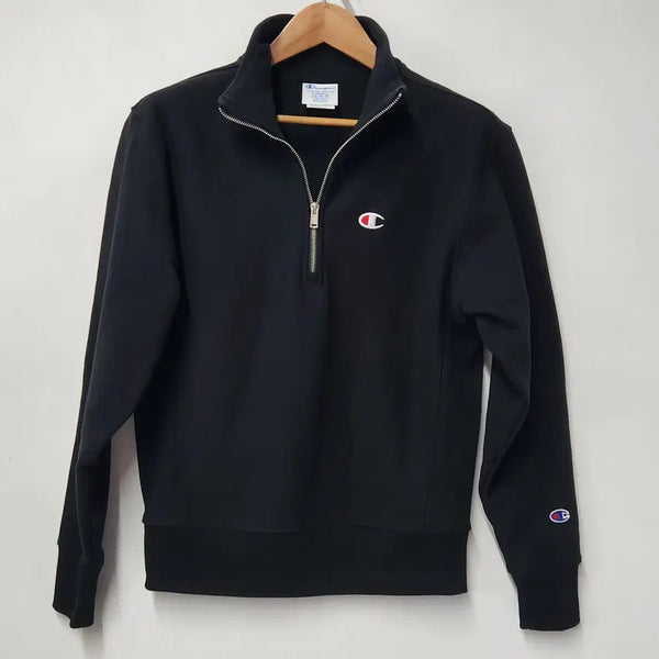 [BUNJANG] Champion Reverse Weave Half-Zip Fleece Sweatshirt Black M / [정품] 챔피온 리버스 위브 하프집업 기모 맨투맨 블랙 M