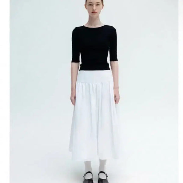 [BUNJANG] LFM Tiered Midi Skirt - White / lfm Tiered Midi Skirt / white