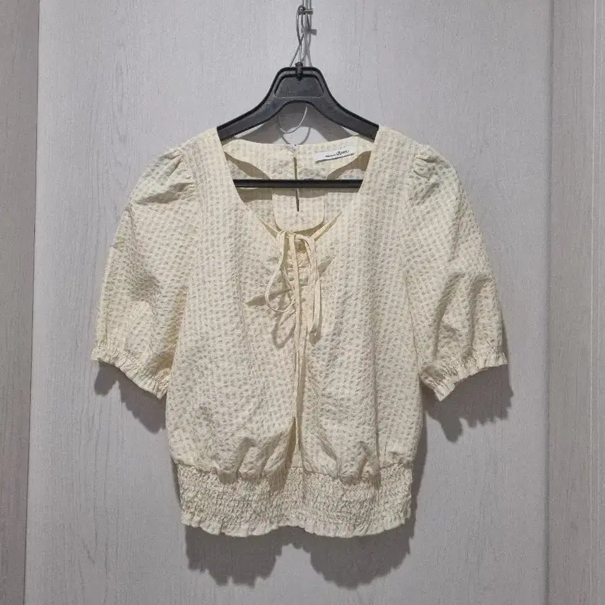 [BUNJANG] Roem Check Puff Blouse / 로엠 체크 퍼프 블라우스