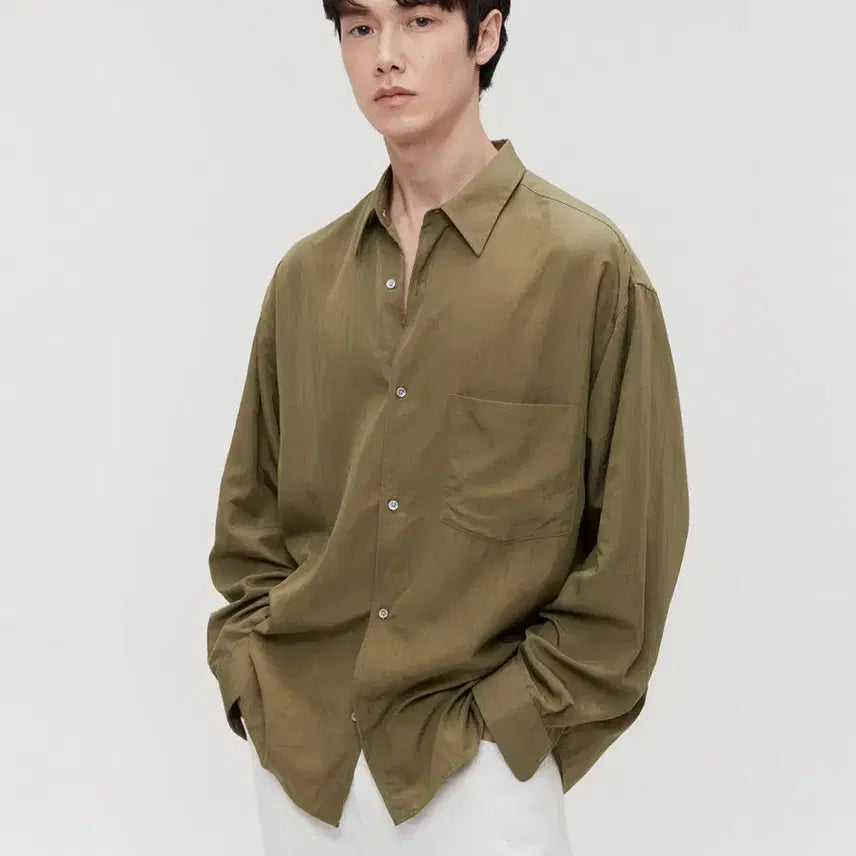 [BUNJANG] Lemard Soft RN Overshirt - Olive / 르마드 소프트 알앤 오버 셔츠 - OLIVE 1