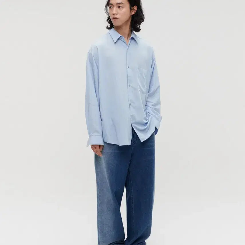 [BUNJANG] Lemard Soft Rn Oversized Shirt - Light Blue / 르마드 소프트 알앤 오버 셔츠 - LIGHT BLUE 1