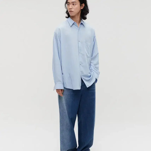 [BUNJANG] Lemard Soft Rn Oversized Shirt - Light Blue / 르마드 소프트 알앤 오버 셔츠 - LIGHT BLUE 1