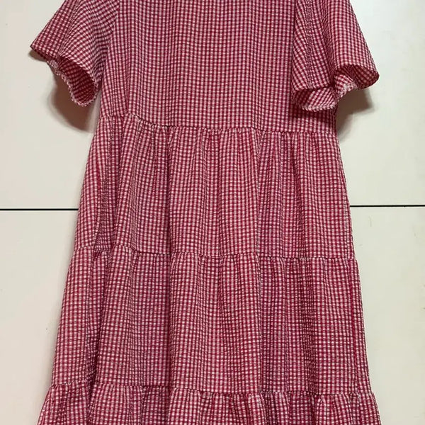 [BUNJANG] Checkered Frill Sleeve Maxi Dress / 원피스 팔아요 free