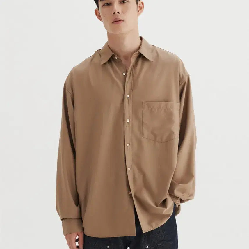 [BUNJANG] Lemard Elegant Pocket Shirt - Brown / 르마드 엘레강트 포켓 셔츠 - 브라운 2