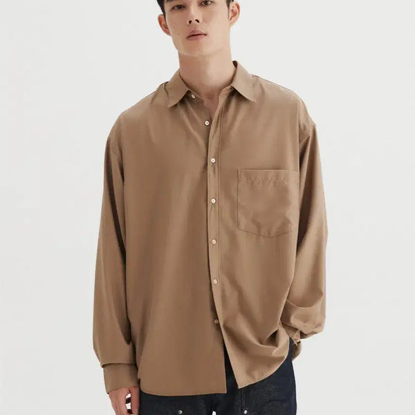 [BUNJANG] Lemard Elegant Pocket Shirt - Brown / 르마드 엘레강트 포켓 셔츠 - 브라운 2