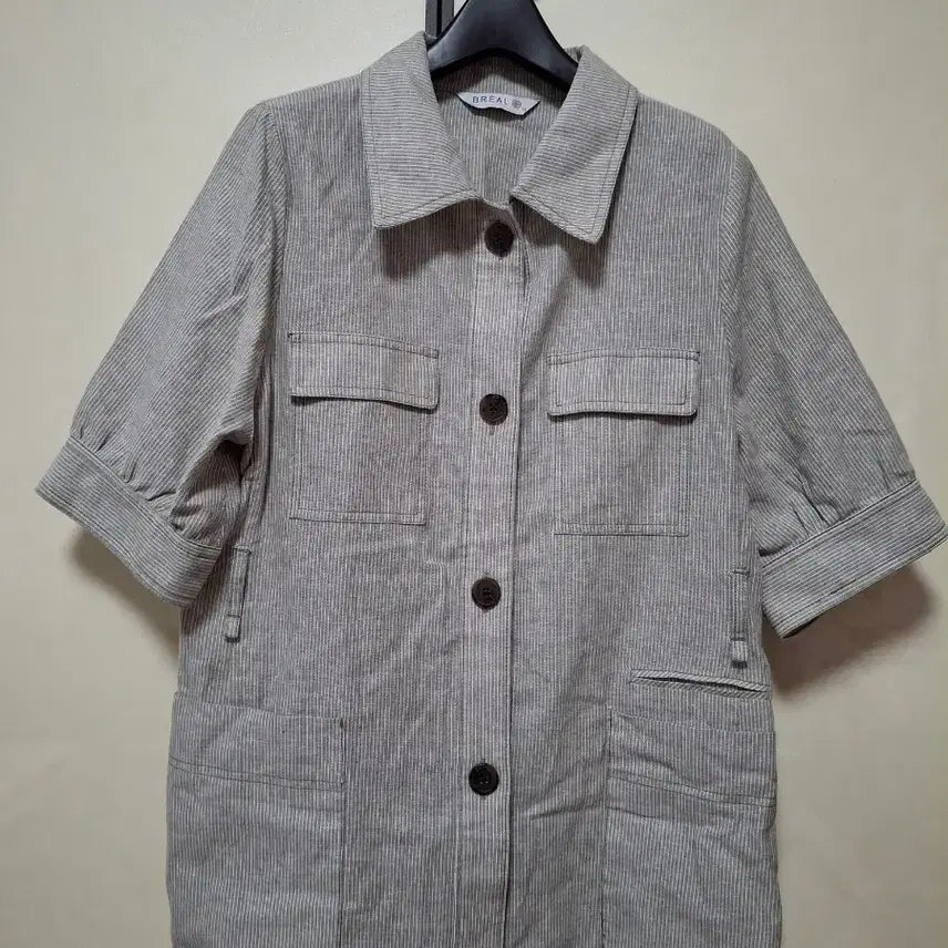 [BUNJANG] Breall Stripe Short Sleeve Jacket / 브레알 스트라이프 반팔 자켓 66날씬77