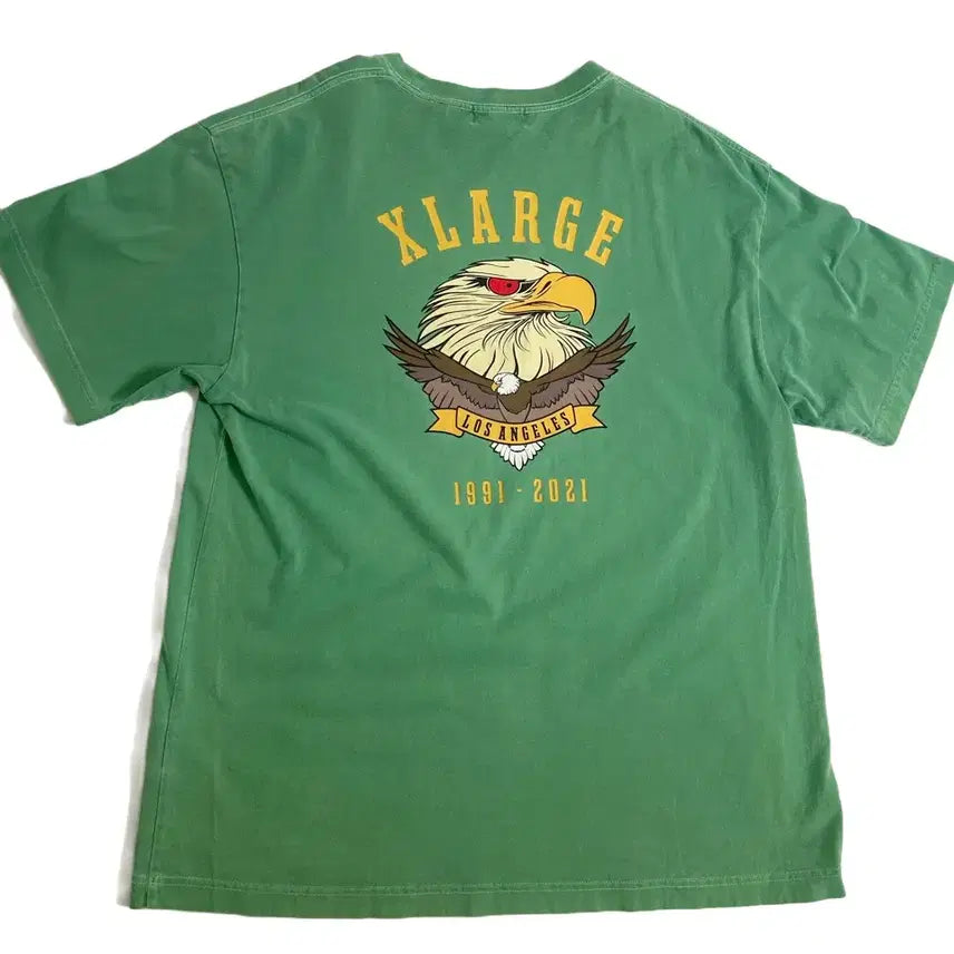 [BUNJANG] XL Eagle Print Green Short Sleeve T-Shirt / L) 엑스라지 독수리 프린틴 그린 반팔 티셔트