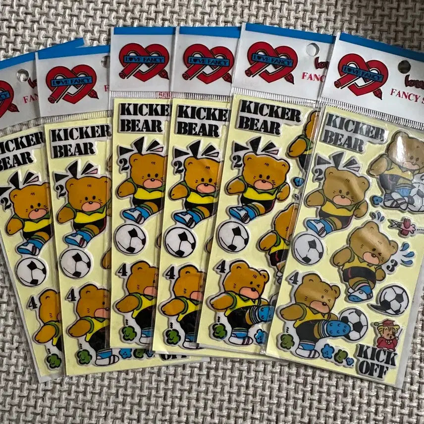 [BUNJANG] Love Fancy Kicker Bear Sticker Soccer Theme Vintage Stationery Y2K / 러브 팬시 키커 베어 스티커 축구 테마 고전문구 다꾸 y2k