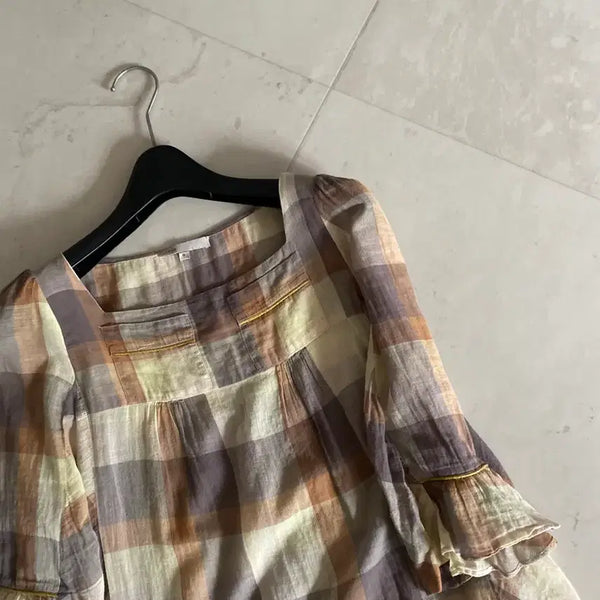 [BUNJANG] Maje Cotton Check Blouse Size 44 / 44 마쥬 아사면 블라우스. 산드로.띠어리.레니본.샤틴.오즈세컨.sj