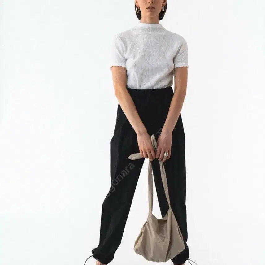 [BUNJANG] Amomento Drawstring Pants Black / 아모멘토 드로우 스트링 팬츠 블랙