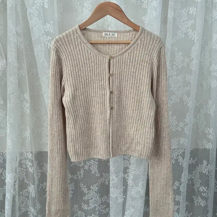 [BUNJANG] BMUSE Ribbed Cardigan Beige / F) 비뮤즈 BMUSE 골지 가디건 베이지