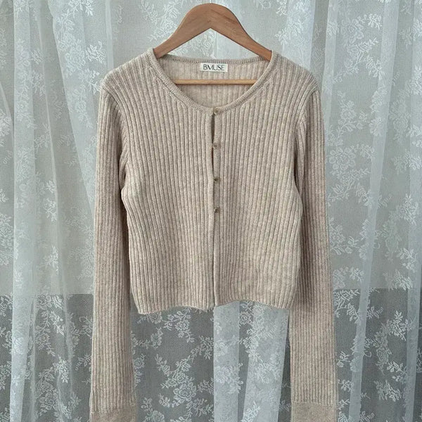 [BUNJANG] BMUSE Ribbed Cardigan Beige / F) 비뮤즈 BMUSE 골지 가디건 베이지