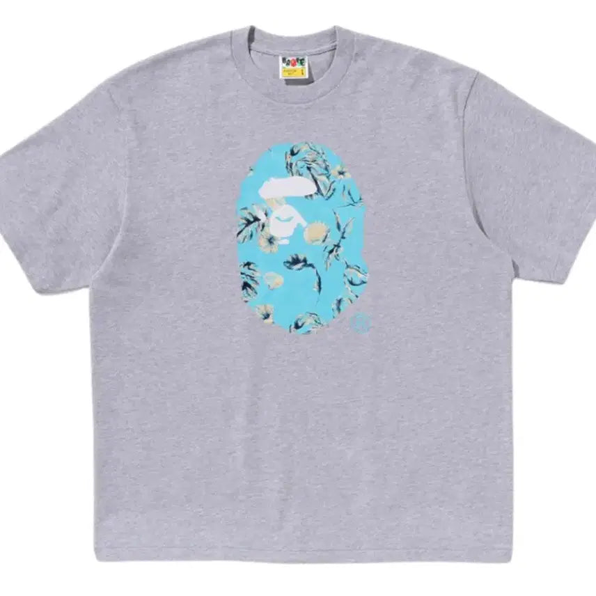[BUNJANG] BAPE Vacation Pattern Ape Head Relaxed Fit T-Shirt Grey / M) 베이프 베케이션 패턴 에이프 헤드 릴렉스드 핏 티셔츠 그레이