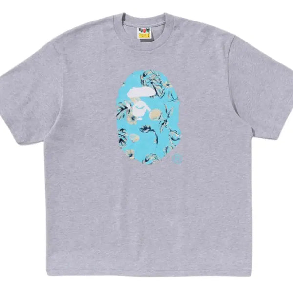 [BUNJANG] BAPE Vacation Pattern Ape Head Relaxed Fit T-Shirt Grey / M) 베이프 베케이션 패턴 에이프 헤드 릴렉스드 핏 티셔츠 그레이