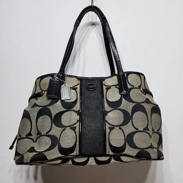 [BUNJANG] COACH Signature Stripe Carryall Shoulder Tote Bag / 코치 COACH 시그니처스트라이프캐리울 숄더백 토트백 가방