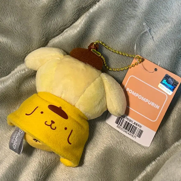 [BUNJANG] Sanrio Pompompurin Cardigan Costume Plush Charm / 택0,새상품) 산리오 폼폼푸린 가디건 코스튬 인형 키링(신상)