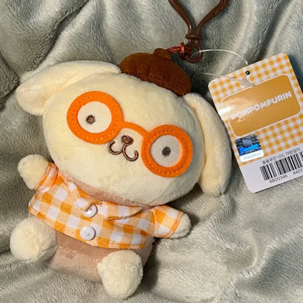 [BUNJANG] Sanrio Pompompurin Nerd Glasses Costume Keychain / 택0,새상품) 산리오 폼폼푸린 너드 안경 코스튬 키링