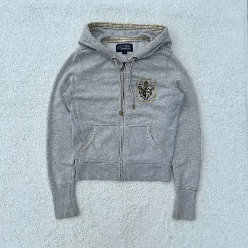 [BUNJANG] Polo Jeans Embroidered Logo Hoodie / 폴로 진스 그레이 자수로고 후드집업