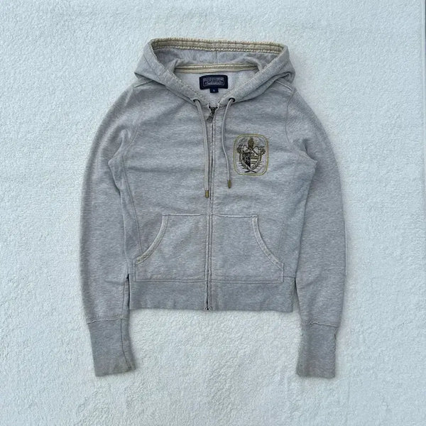[BUNJANG] Polo Jeans Embroidered Logo Hoodie / 폴로 진스 그레이 자수로고 후드집업