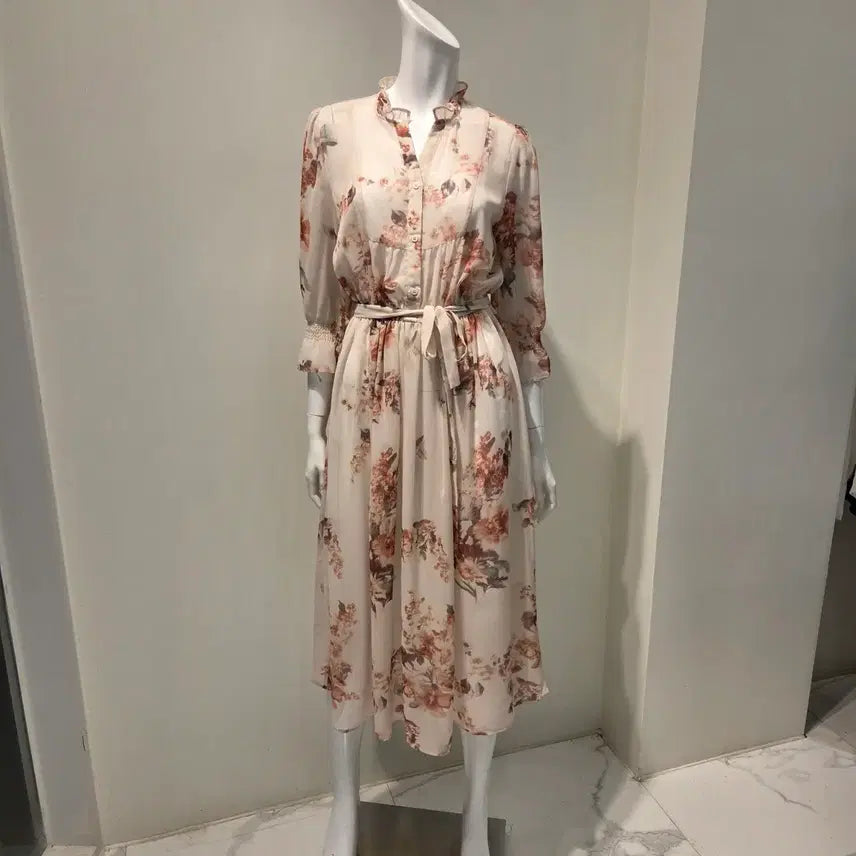 [BUNJANG] Roem Chiffon Flower Long Dress / [로엠] 쉬폰 플라워 롱원피스 [새상품/급처/55~66]