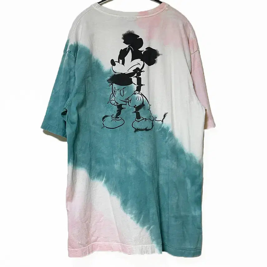 [BUNJANG] Mickey Mouse Tie-Dye Water Splatter Print Oversized Short-Sleeve T-Shirt XL / 타이다이 물나염 미키마우스프린트 오버핏 빅사이즈 반팔티 XL