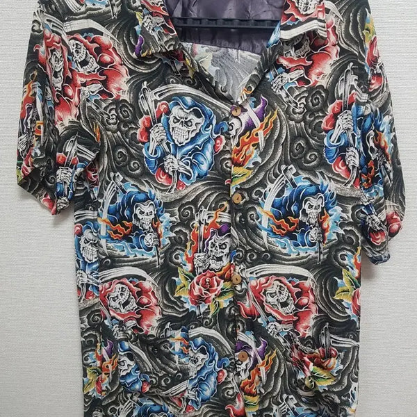 [BUNJANG] Hysteric Glamour Devil Skull Hawaiian Short Sleeve Shirt / 히스테릭 글래머 초레어 데빌 스컬 하와이안 반팔 셔츠 95
