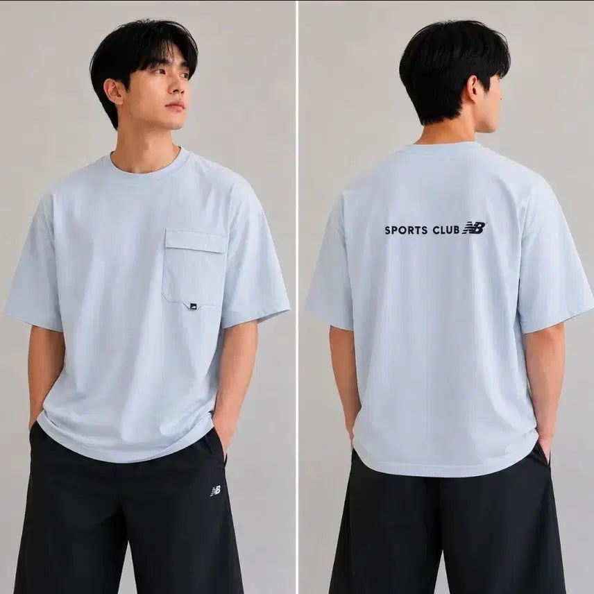 [BUNJANG] New Balance Woven Short Sleeve T-Shirt Light Blue / 뉴발란스 우븐반팔  라이트블루