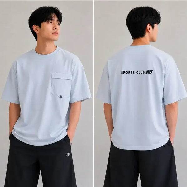 [BUNJANG] New Balance Woven Short Sleeve T-Shirt Light Blue / 뉴발란스 우븐반팔  라이트블루