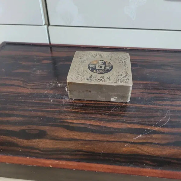 [BUNJANG] Brass Inkstone Box with Engraved Pattern / 백동 먹통 함