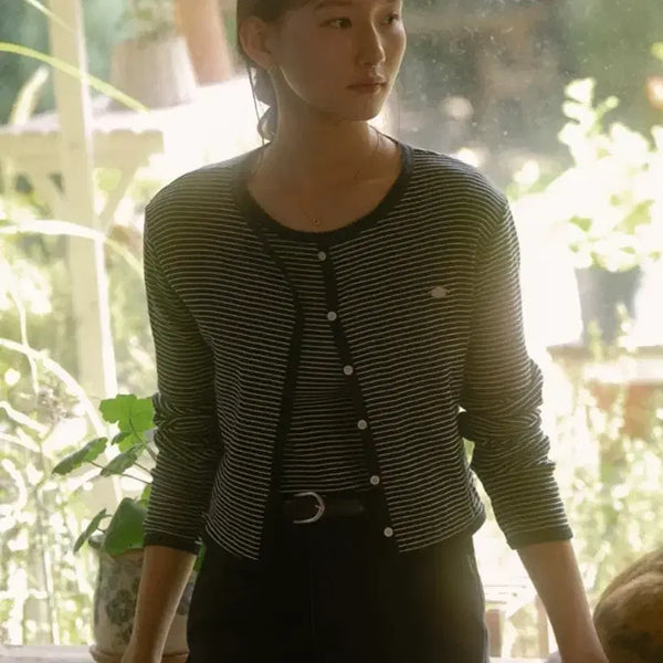 [BUNJANG] Tilidai Striped T-Shirt and Cardigan Set / 틸아이다이 스트라이프 티셔츠 가디건 세트