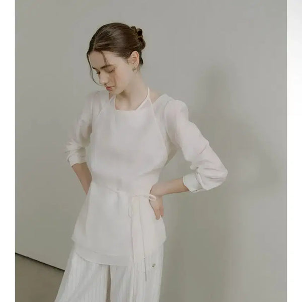 [BUNJANG] Our Cosmos Halter Layered Blouse / 아워코모스 halter layered blouse 레이어드 블라우스 셔츠