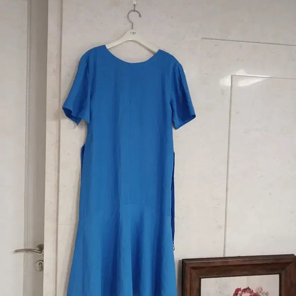 [BUNJANG] Vicky Linen Blend Long Dress with Ruffle Hem / 비키 린넨 혼방 밑단프릴 롱원피스