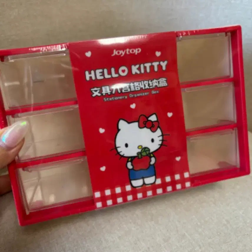 [BUNJANG] Hello Kitty 6-Compartment Organizer Box / 헬로키티 문구 정리함 6칸 수납함