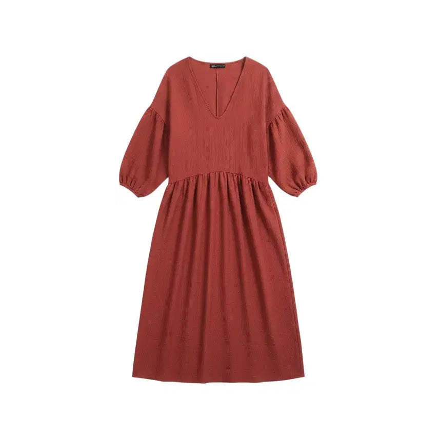 [BUNJANG] Zara V-Neck Balloon Fit Oversized Dress / 여성M / 자라 브이넥 벌룬핏 오버 원피스RD 25-32