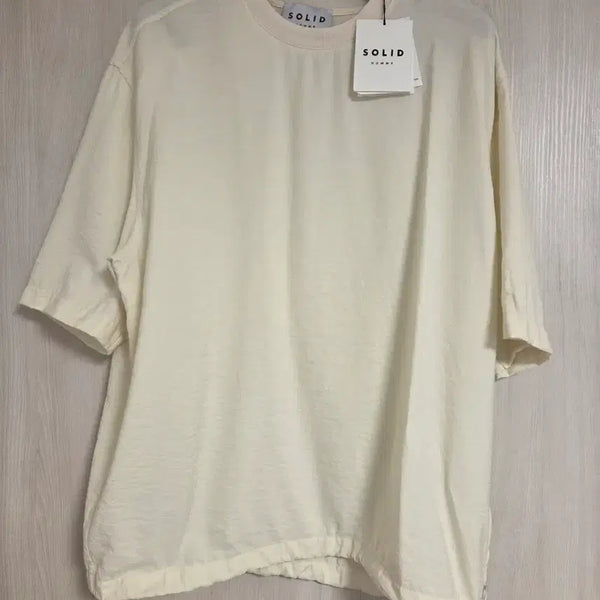 [BUNJANG] Solid Homme Ivory Pleats String Short Sleeve T-shirt Size 48 / 솔리드옴므 아이보리 플리츠 스트링 반팔 티셔츠 48