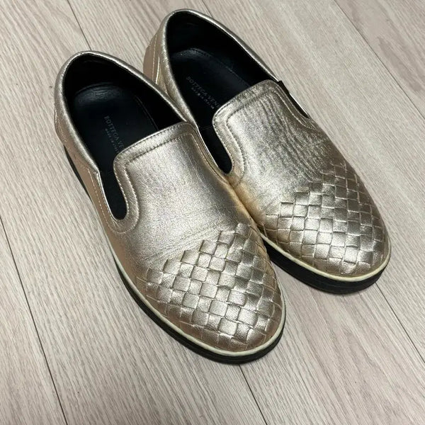 [BUNJANG] Bottega Veneta Genuine Gold Slip-On Shoes / 보테가베네타 정품 골드슬립온