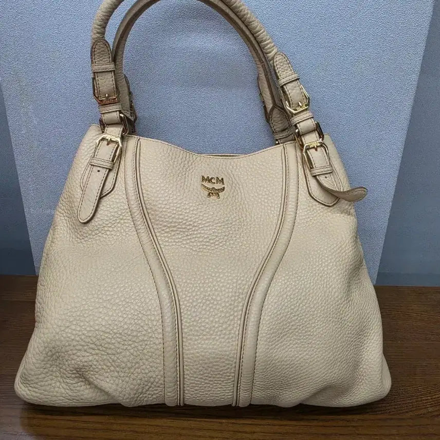 [BUNJANG] MCM Beige Leather Tote Bag / MCM 토트백 베이지 가죽