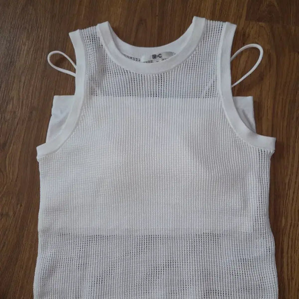 [BUNJANG] Uniqlo White Mesh Knit Vest (XS) / 유니클로 xs 화이트 메쉬 니트 조끼  브라 나시