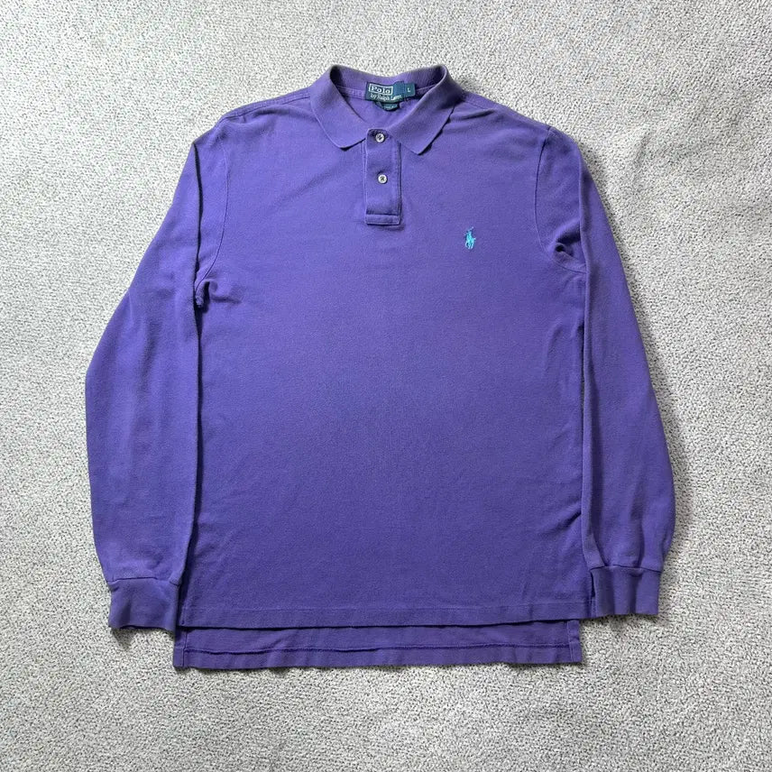 [BUNJANG] Polo Ralph Lauren Purple Long Sleeve Polo Shirt L / 폴로 랄프로렌 퍼플 긴팔 카라 카라티 L