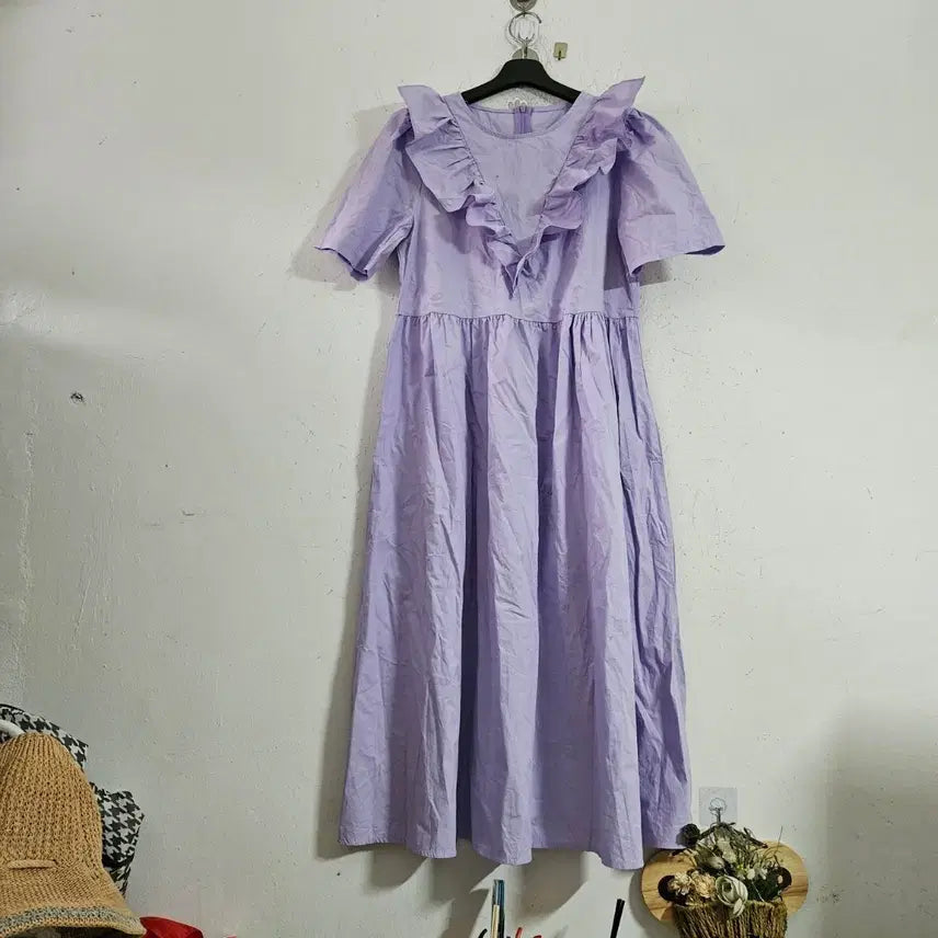 [BUNJANG] Lavender Frill Dress / 라벤더 프릴 원피스
