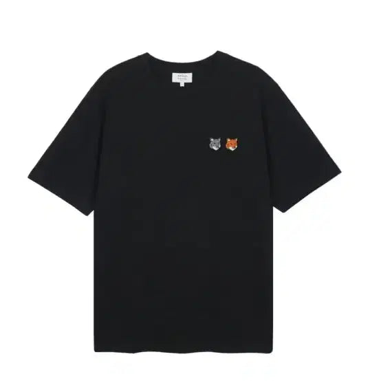 [BUNJANG] Maison Kitsuné Double Fox Head Patch Classic T-Shirt (Latte/Black) / [당일 발송] 메종키츠네 더블 폭스헤드 패치 반팔티 (라떼/블랙)