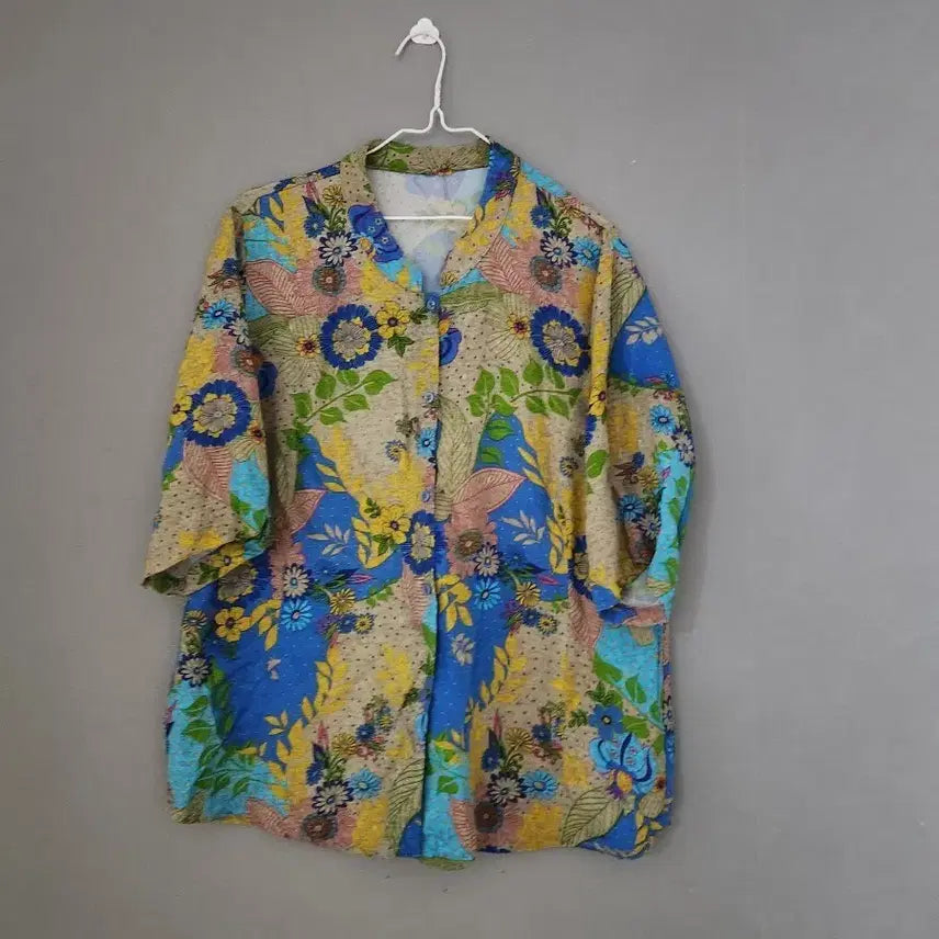 [BUNJANG] Printed 3/4 Sleeve Blouse / 화려한 패턴 칠부 소매 블라우스 77