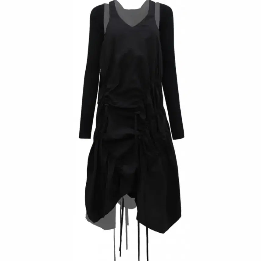[BUNJANG] Pulled Two-Piece Dress Black / 나체 투 피스 풀 드레스 원피스 블랙